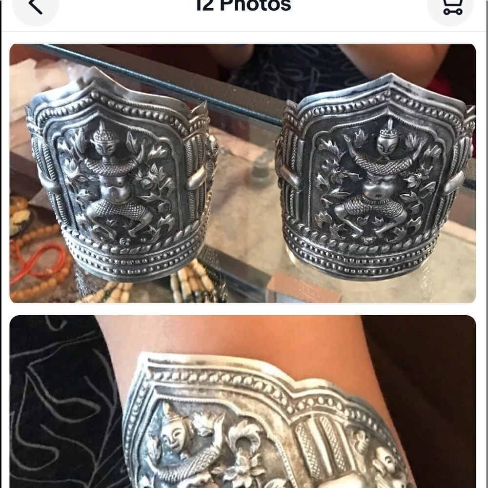 .925 Silver Cuff Buddha Antique Bracelets